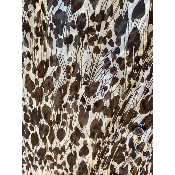 Ann Taylor women’s 100% silk brown and tan sheer abstract, print blouse SP - Picture 3 of 4